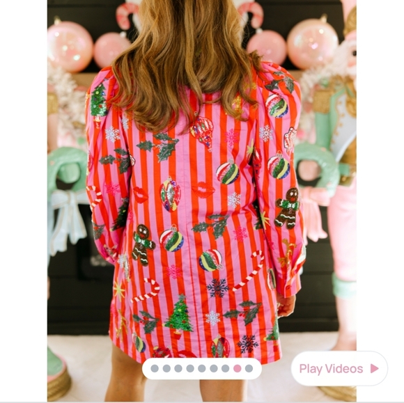 Queen Of Sparkles Red & Pink Stripe Christmas Icon Dress XL - Picture 2 of 5